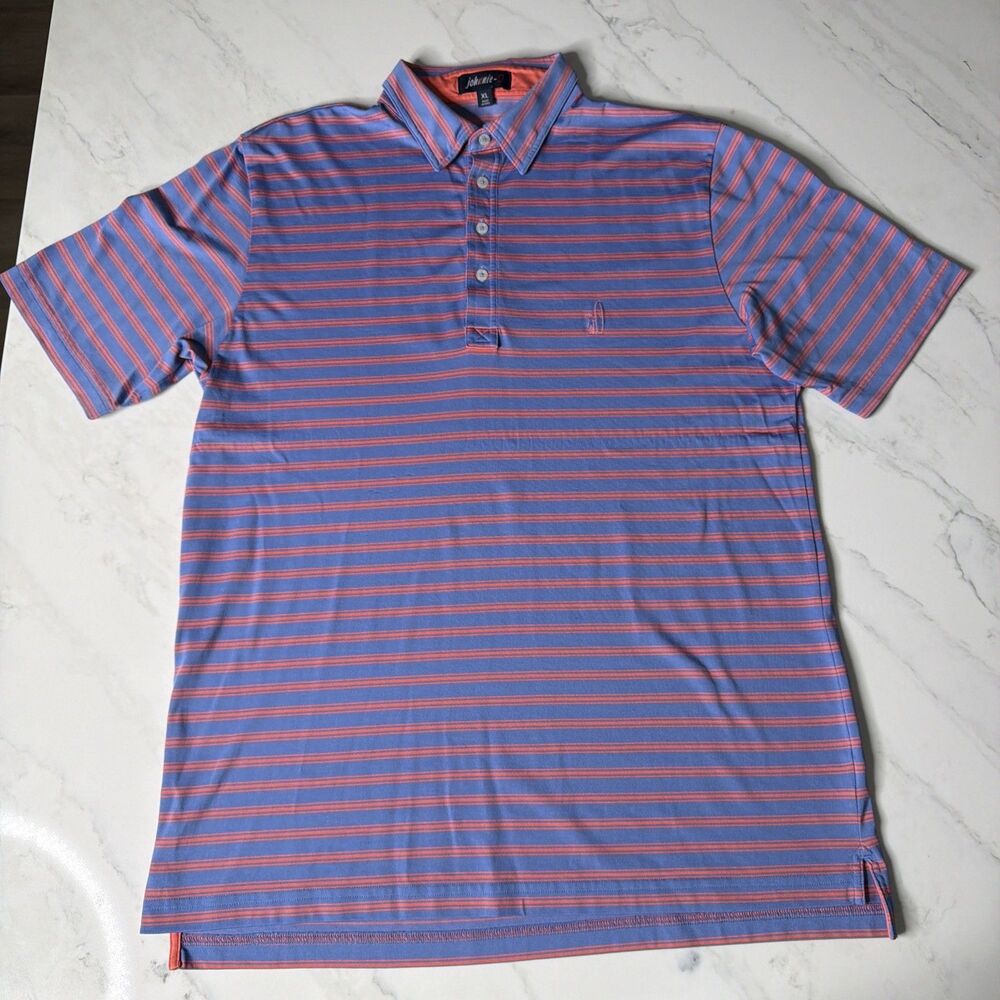 johnnie-O Striped Pima Cotton Performance Golf Polo XL Surf Prep Americana